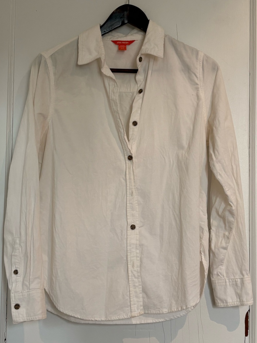 Classic Corduroy Button-Up Shirt in White